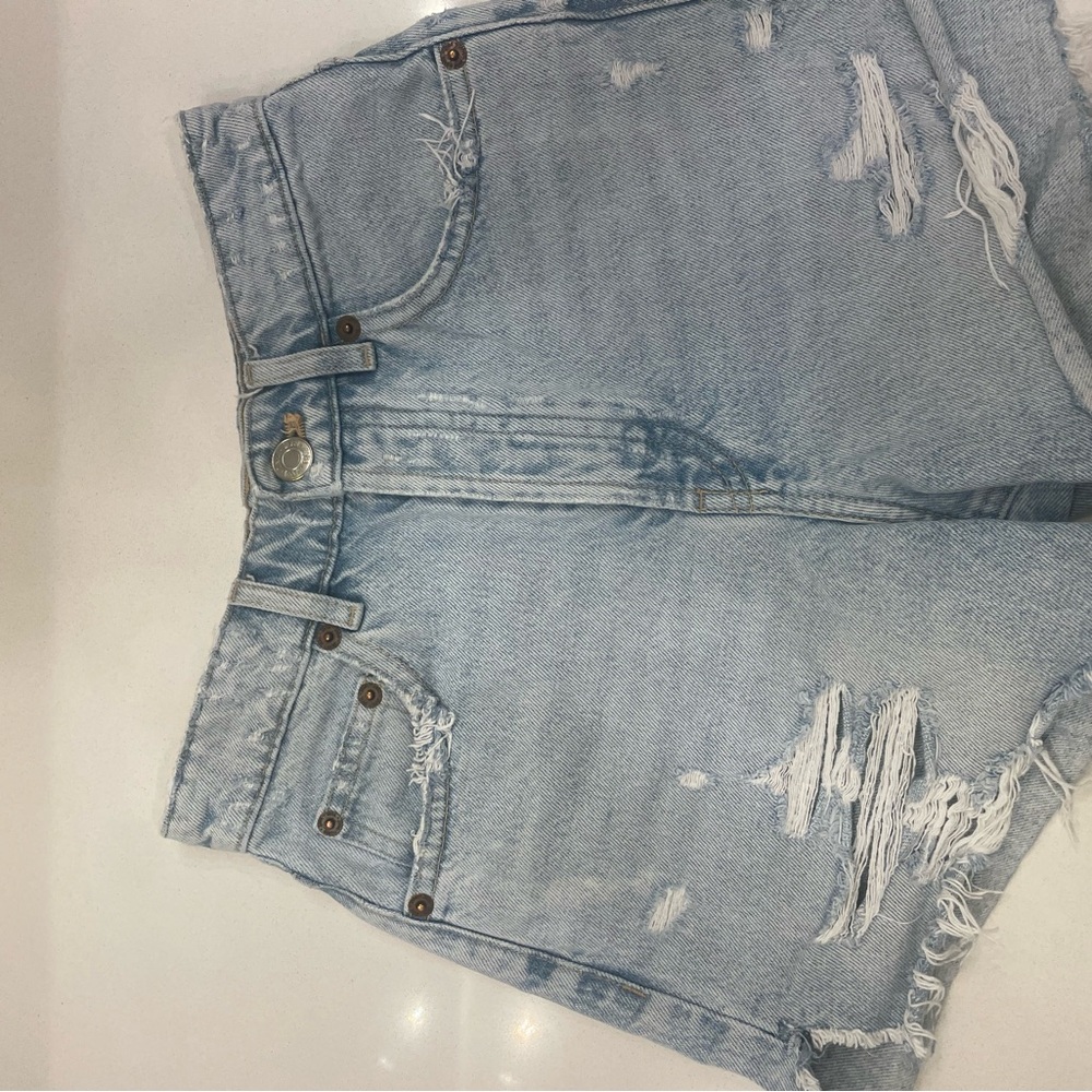 Zara Light Wash Distressed Denim Cutoff Shorts